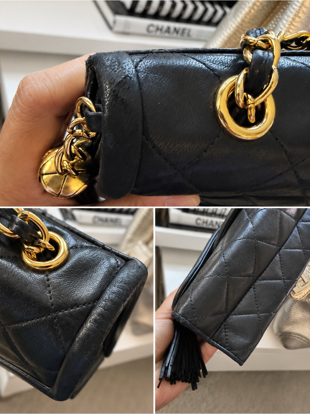❌❌SOLD❌❌
Vintage Chanel Black Quilted Leather Shoulder Bag with Tassel - Picture 5 of 5